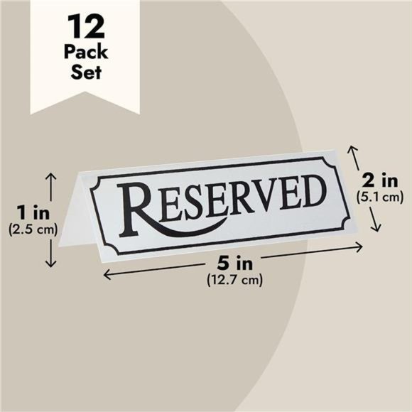 12-Pack Small Metal Reserved Table Signs for Restaurants, Dinner Parties - Picture 2 of 7
